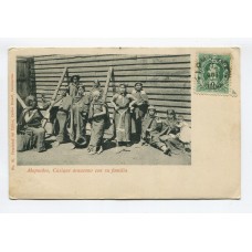 CACIQUE ARAUCANO CON SU FAMILIA CHILE ANTIGUA TARJETA POSTAL ABORIGENES